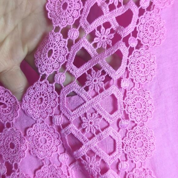 Adrienne Vittadini Tunic Blouse Women 3X Linen Rayon 3/4 Sleeve Lace Det… - Picture 4 of 8